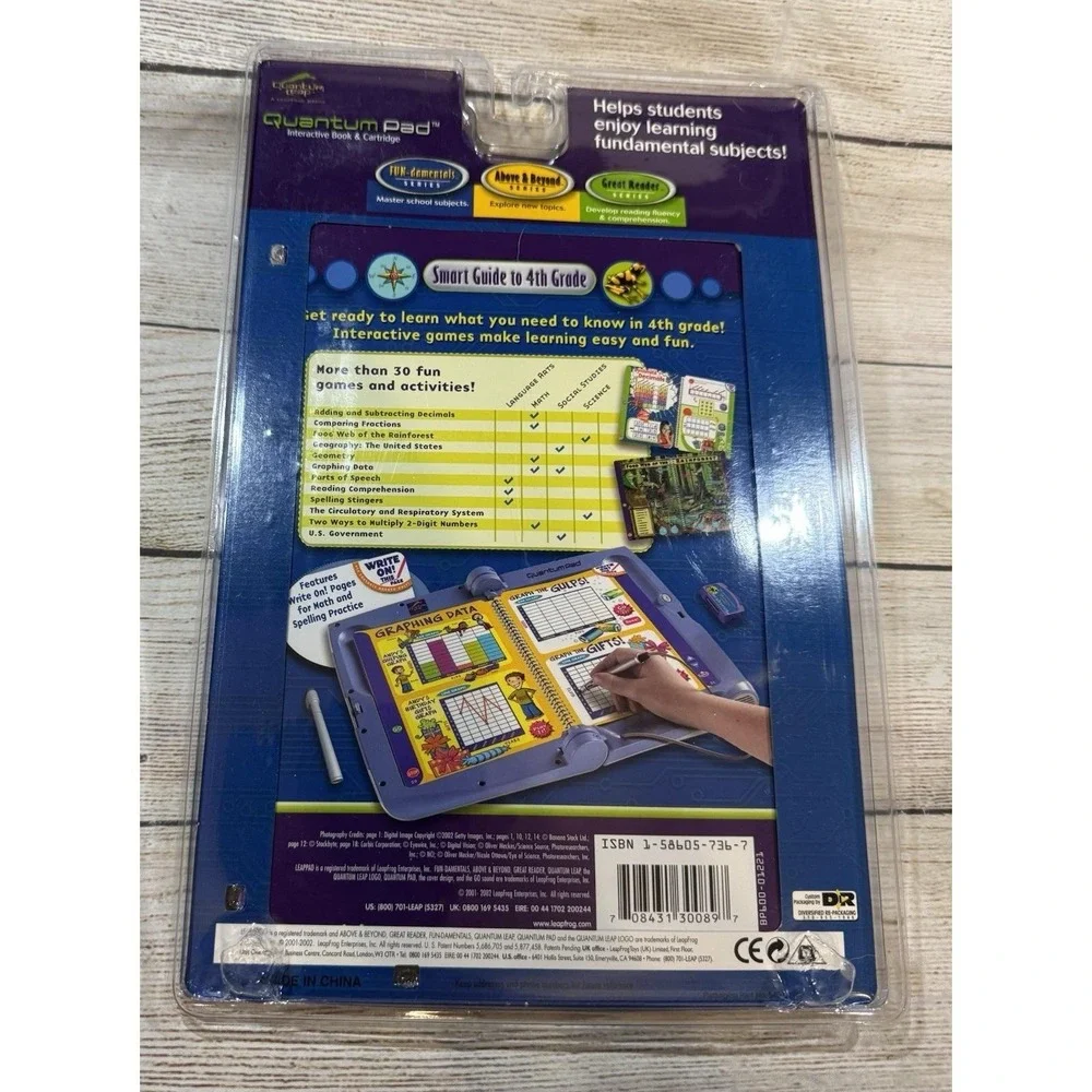 Leap Frog Quantum Pad Guide to 4th Grade Interactive Book & Cartridge New Tb8